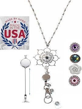 Retractable Badge Reel, Snap Interchangable Womens Lanyard, Strong, ID Card Holder, Keys Teacher Nurse Cruise Key Keychain