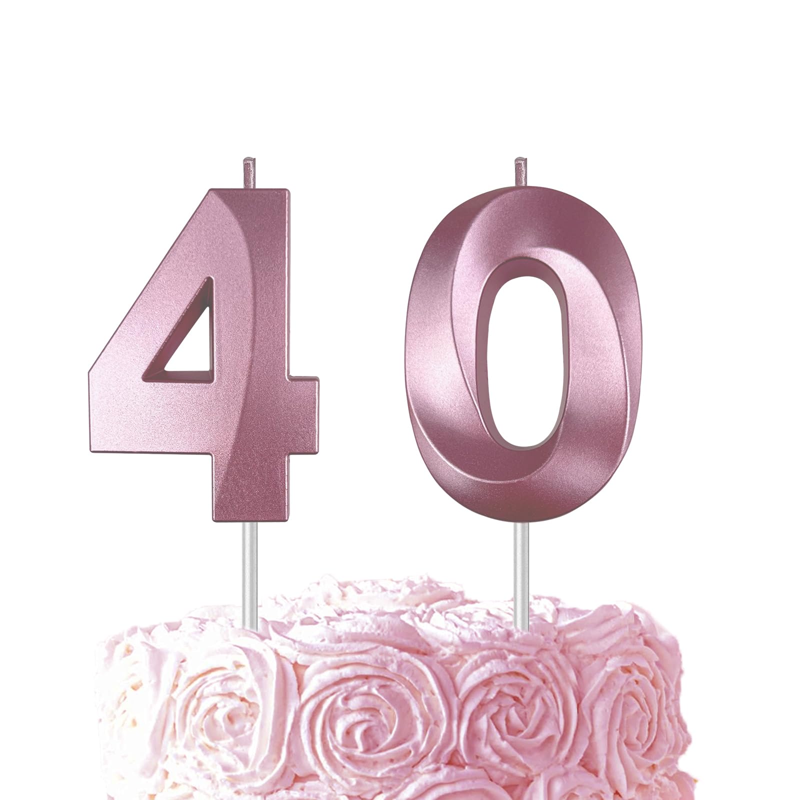 Pink Birthday Number 40 Candles for Wedding Party Cake Decorations