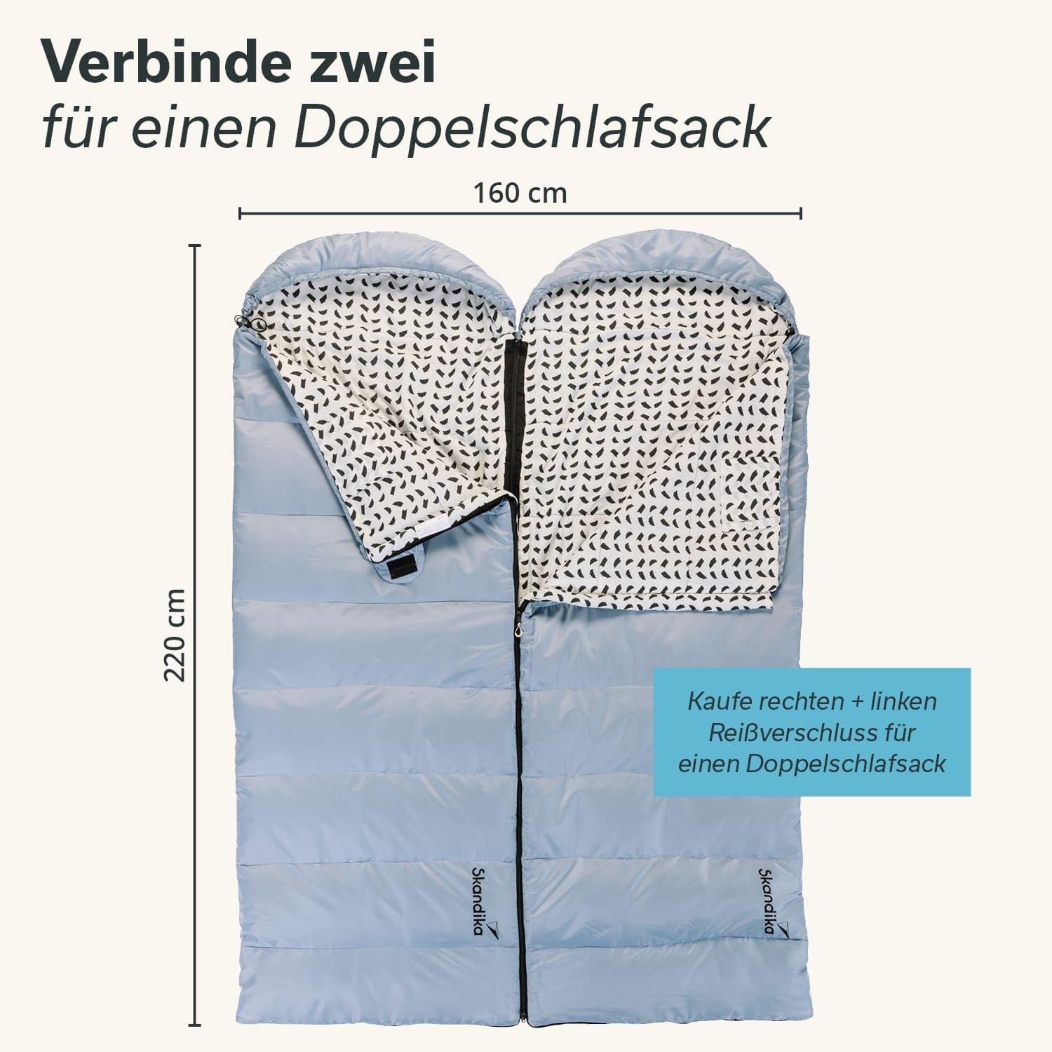 Sacco A Pelo Singolo Skandika Iceland - Per 3 Stagioni, Temperatura Comfort 5°C, 220x80 Cm, Collegabile