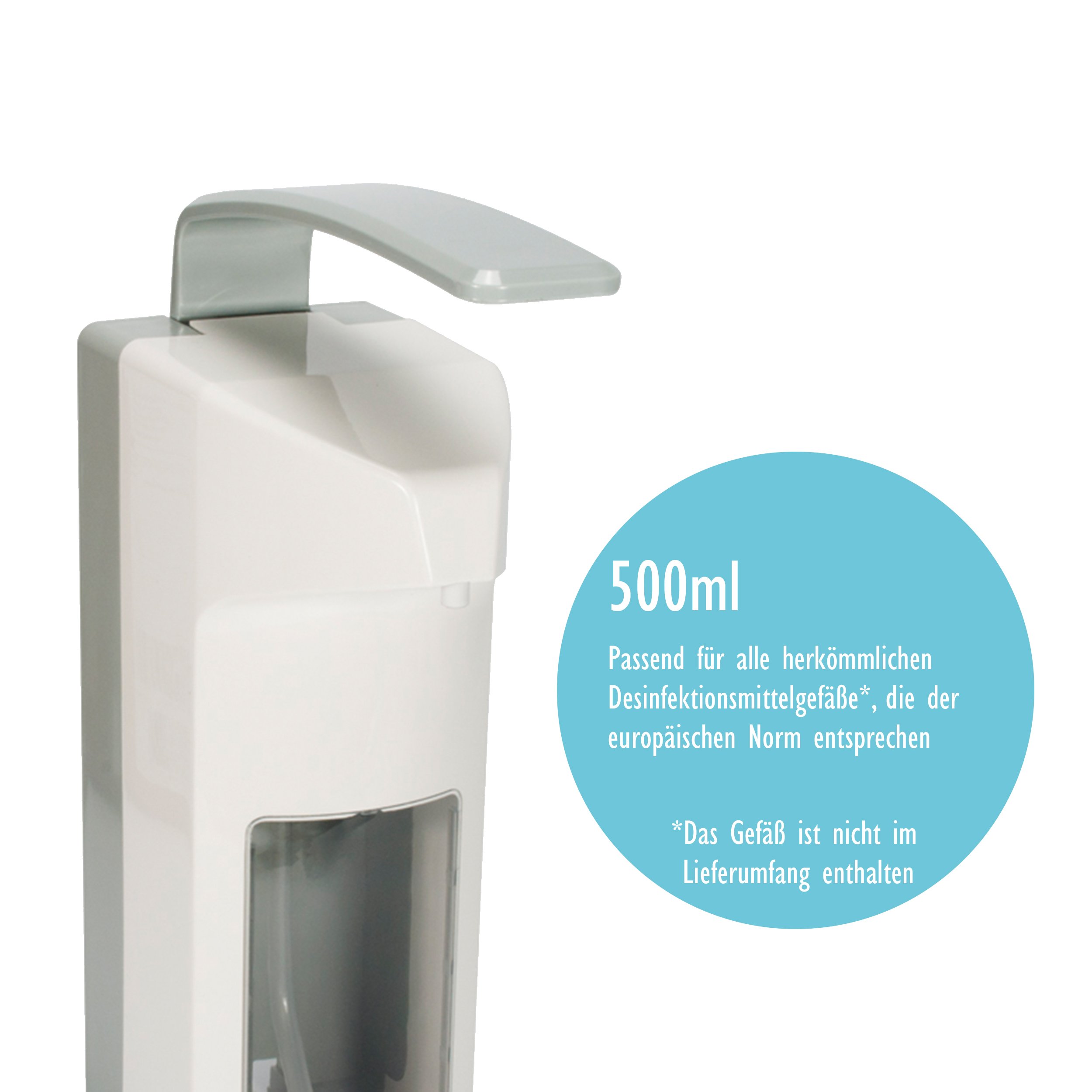 Desinfektionsmittelspender Sterilliumspender 500 ml | Wand-Spender inkl. Befestigungsmaterial | Desinfektionsspender Kunststoff | Dosier-Pumpe für Desinfektionsmittel/Seife