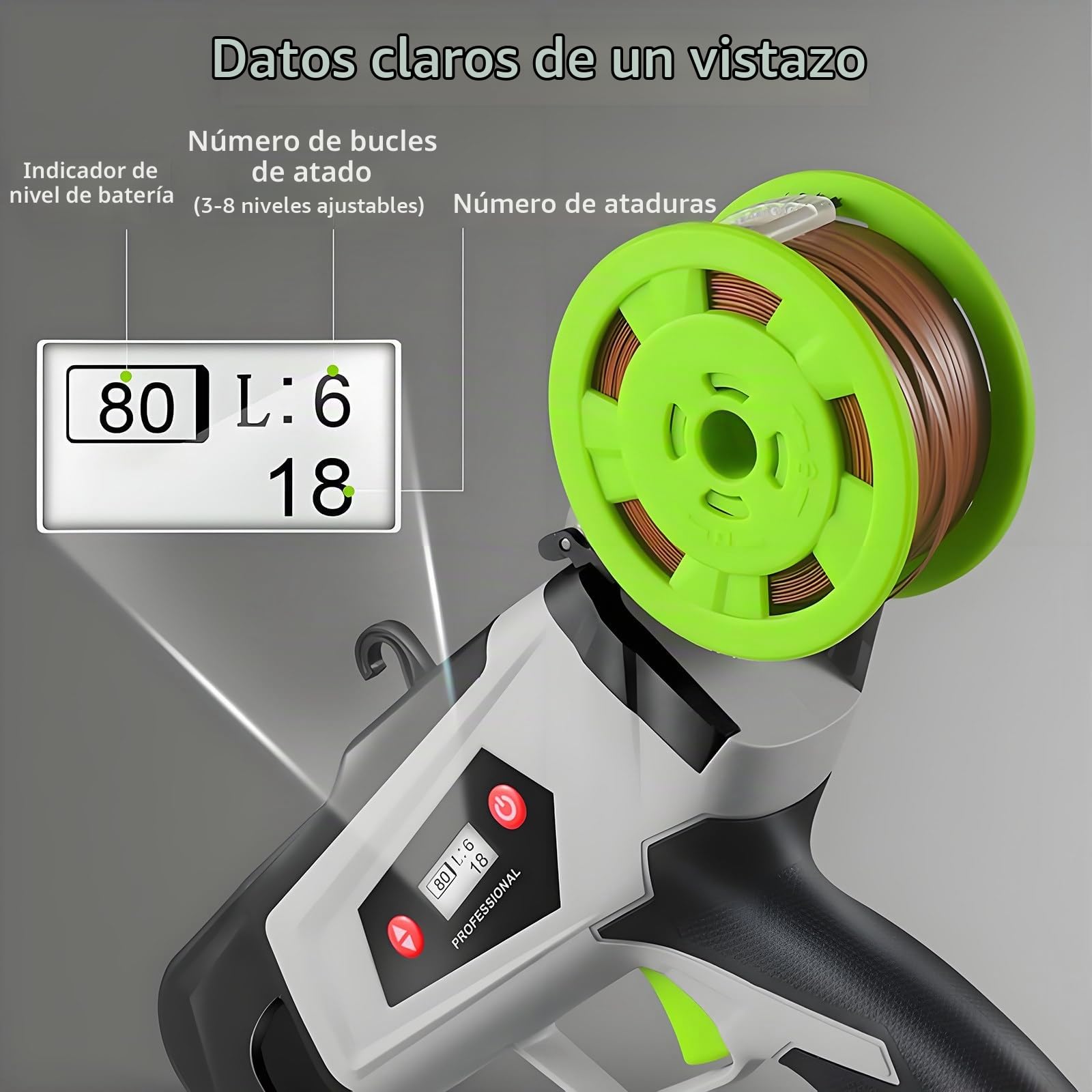 Máquina para Atar Viñas, Máquina Eléctrica para Atar Plantas De Jardinería, Pistola para Atar Hortalizas, Uvas, Tomates, Pepinos, Pimientos Y Flores, Atadora Eléctrica De Plantas, 2 Baterías