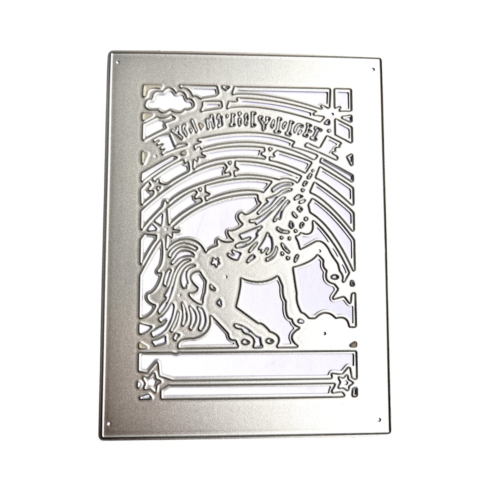 Nucelit Metal Cutting Die Carbon Steel RectangleHappy Birthday Horse Die Cut Stencil Template Mold for Scrapbooking Embossing Stencils Template for Scrapbooking