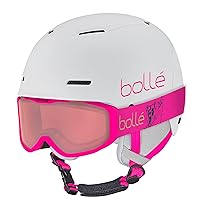Bollé | COMBO – Casco e Maschera da sci | B-FUN JR e ROCKET | Bianco e Rosa Opaco e Vermiglio Cat 2 | Small-Medium | Unisex | Bambini