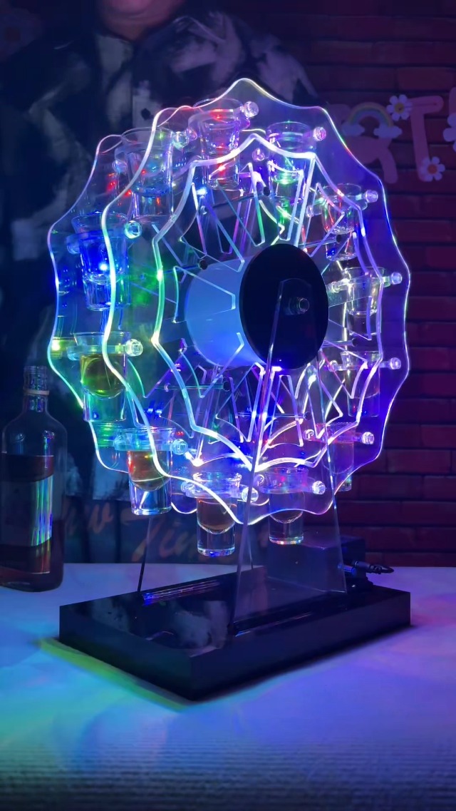 テキーラ観覧車 Amazon｜自動回転式 テキーラ観覧車｜LED7色ライト付き｜12杯収納