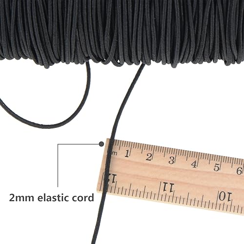 Miniatura 3 de Outus Cordón elástico de 100 yardas de 0.08 pulgadas para hacer joyas (negro, 0.08 pulgadas)