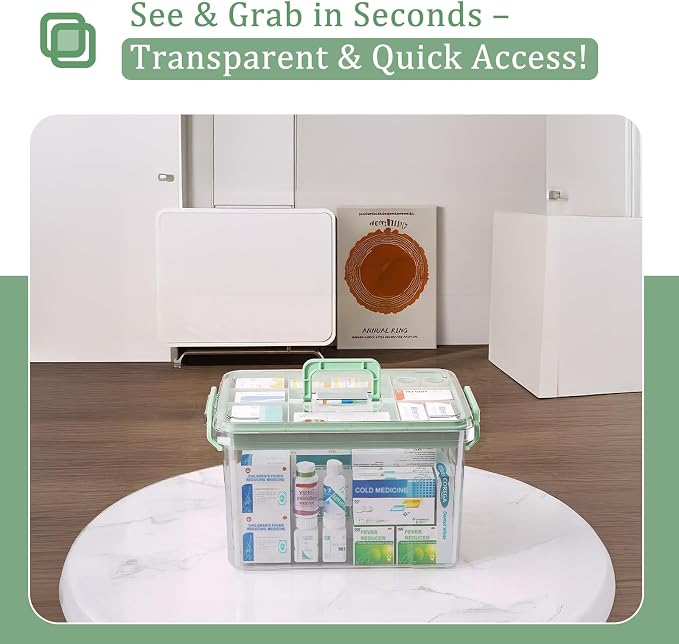 Organizador transparente para medicinas 15QT con asa miniatura 6