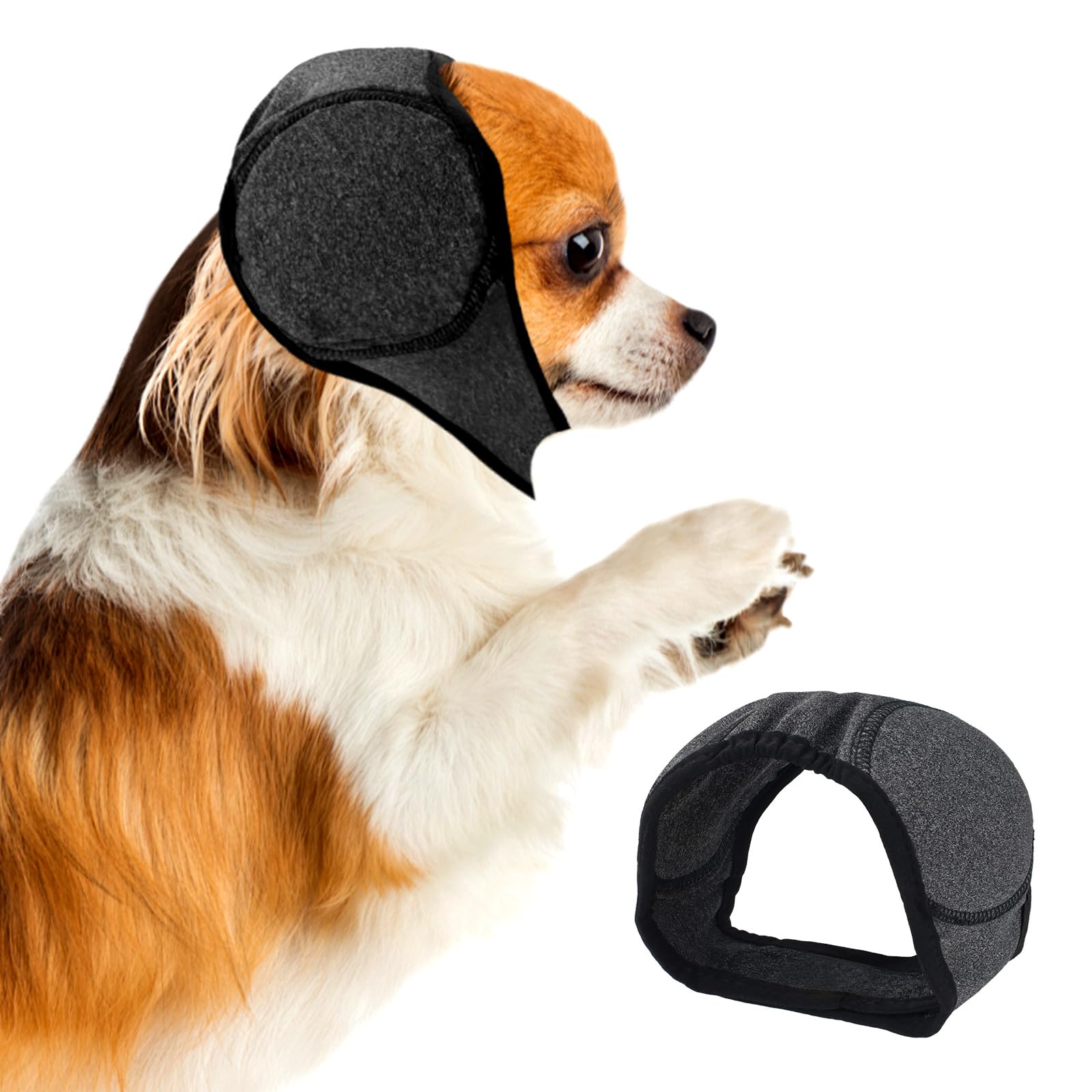 Dog Ear Covers, Dog Ear Muffs Noise Protection, Dogs Calming Hood,Adjustable Shower Cap Pet Ears, Dogs Ear Head Wrap Cups Shower Cap Pet Supplies for Bath Grooming (Grey, S)