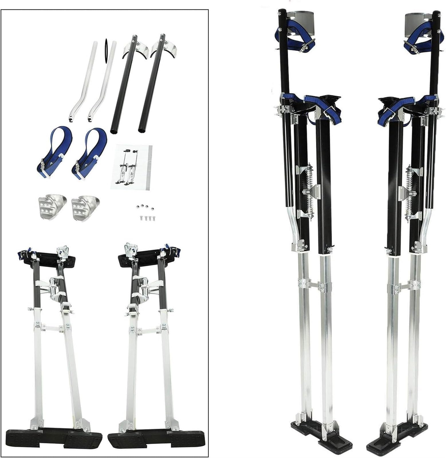 Szczudła robocze, (szczudła do płyt gipsowo-kartonowych, profesjonalne szczudła do płyt gipsowo-kartonowych ze stopu aluminium, regulowane paski, szczudła budowlane do tynkowania płyt gipsowo-karton