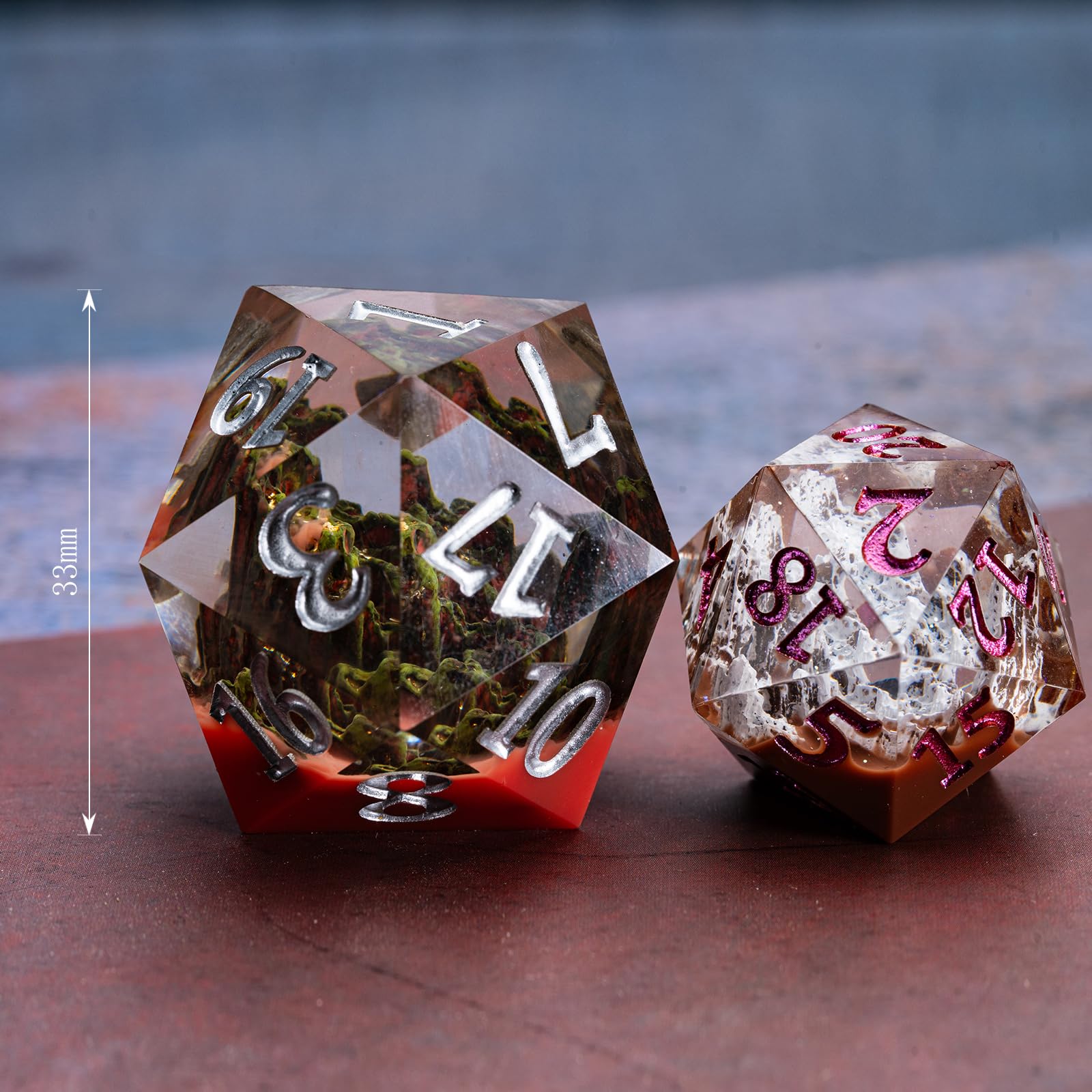 Dungeons and Dragons DND Dice D20, Mountain Dice D&D 33MM Oversized D20 Single Sharp Edge Resin