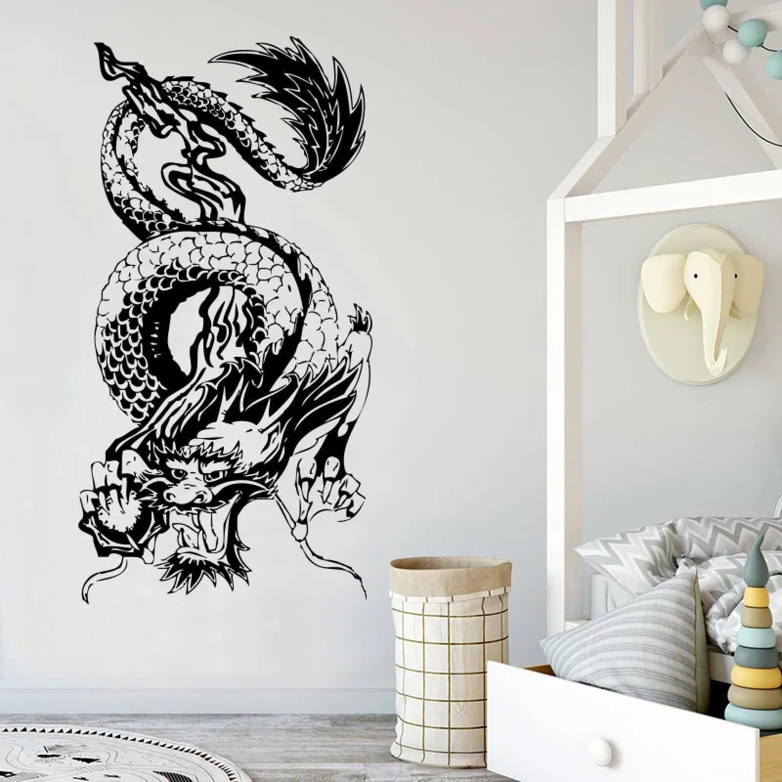 YOUOUSI Mythical Animal Cartoon Dragon Wall Stickers for Living Room, Jungle Animal Wall Decals, Bedroom, Children's Room, Playroom Wall Art Stickers