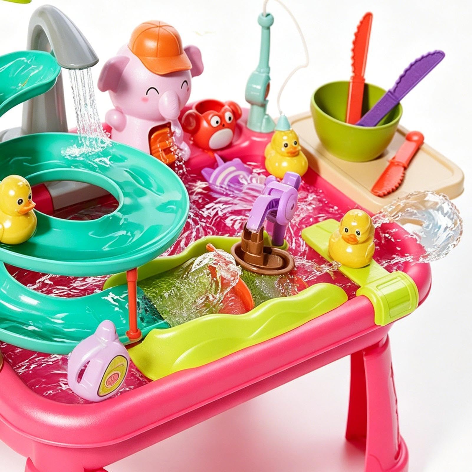 Kinderspielspüle mit fließendem Wasser Fischfangspiel | Kinderwassertisch Für Angelaktivitäten im Innen- und Außenbereich, im Garten, auf dem Hof und für