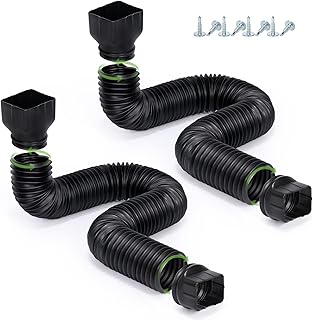 Aoresac Rain Gutter Downspout Extensions, 2 Pack Down Spout Drain Extender, Extendable from 21 to 68 Inches, Flexible Drainage Pipe Connector for Outdoor Gutter Connector Rainwater Drainage