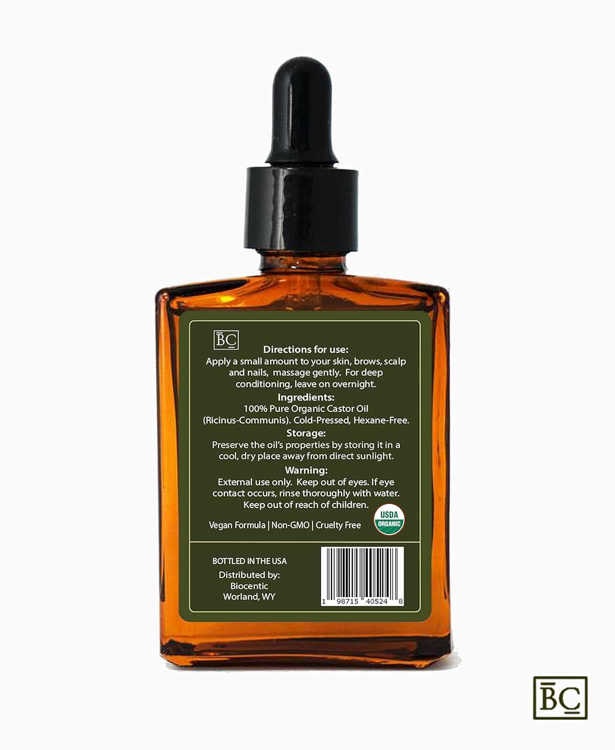 Premium Quality Organic Castor Oil (500ml) Ricinoleic Acid 90%, Glass bottle, 100% Pure, Cold-Pressed, Hexane-Free. Stimulate Hair, Eyelash & Eyebrow Growth. Treatment for Skin & Scalp.