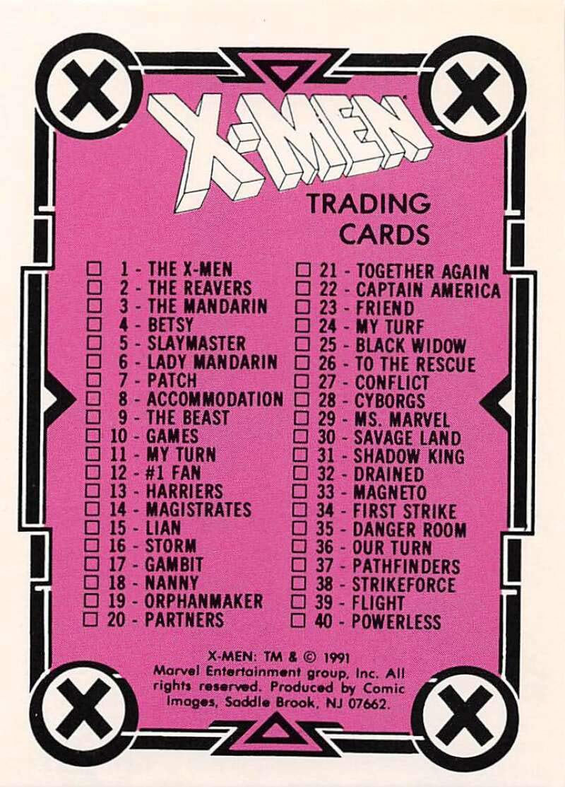 1991 Comic Images Marvel X-Men NonSport Standard Sized Trading