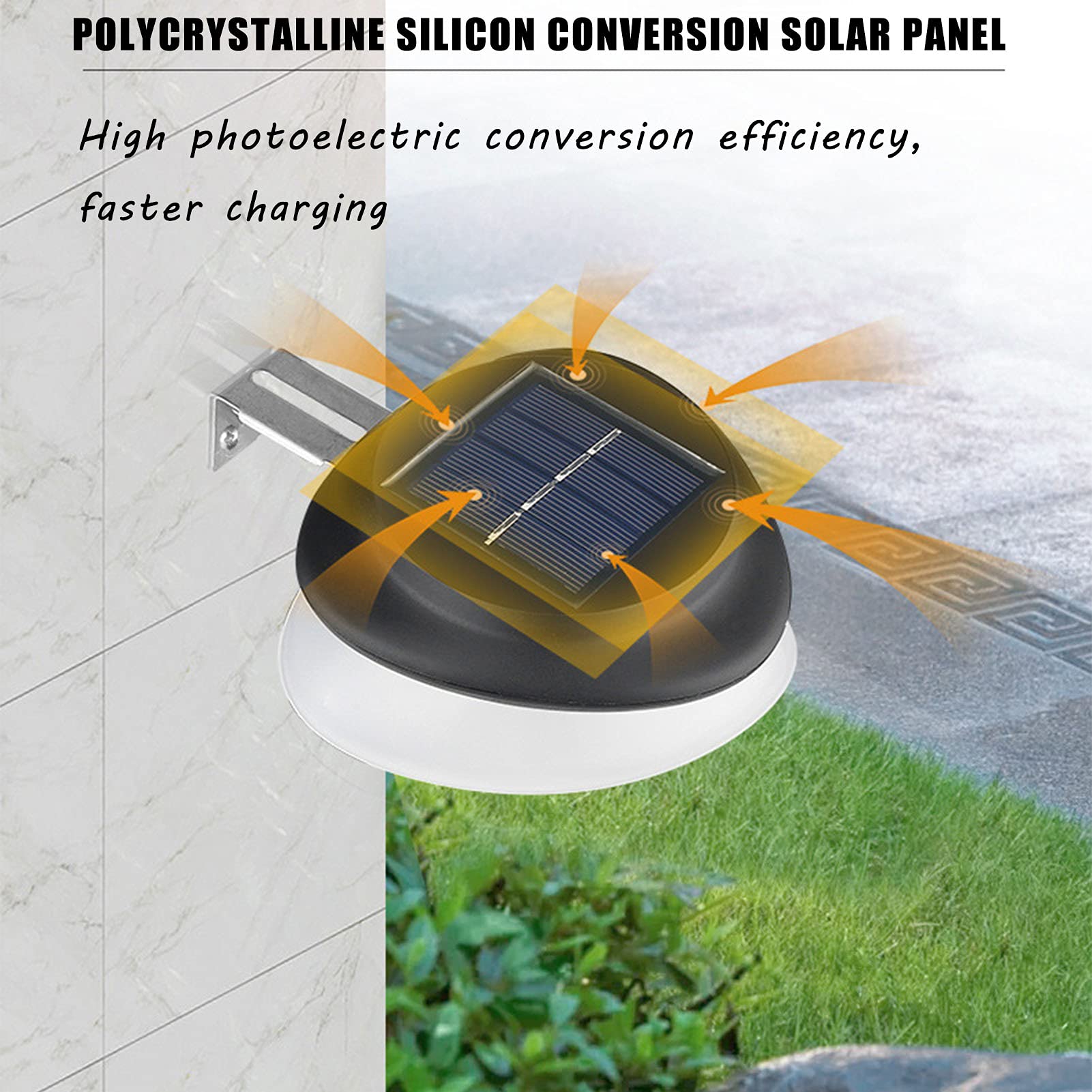 Solarne oświetlenie płotu rynnowego, wodoodporne zasilane energią słoneczną zewnętrzne lampy ogrodowe, lampy ścienne LED na zewnątrz, do szklarni na zewnątrz ogrodzenia ogrodowego ściany lobby ścieżka (białe, ciepłe światło)