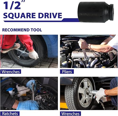 Miniatura 6 de 35pcs 1/2 pulgada Drive Deep Impact Socket Tool Set Metric 0.315-1.260 in Garage Sae con caso
