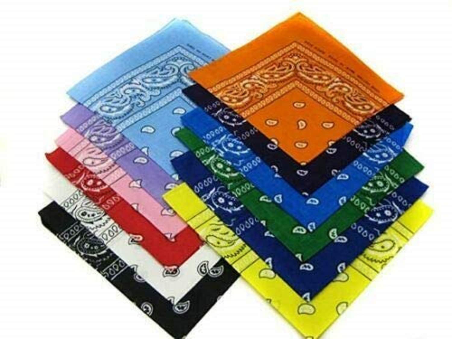Lot of 12 FACEMASK 100% COTTON DOUBLE bandana Scarf Head Wrap Neck Headband bandana SCARF DESIGN HEADWRAP 22x22 USA
