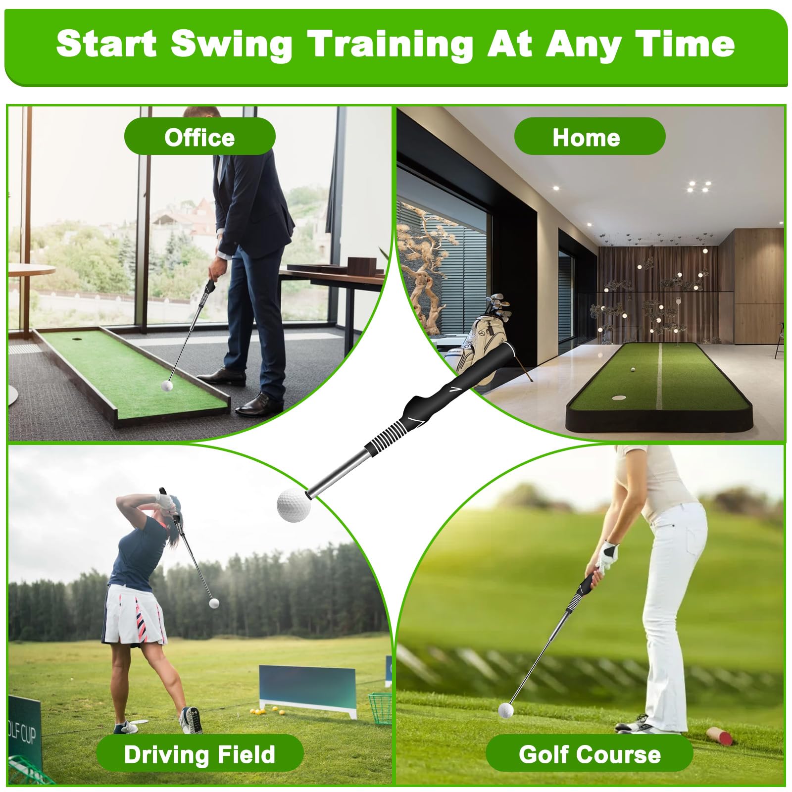 Allenatore Swing Golf Telescopico con Suono Ritmico, Ausilio Allenamento Golfisti Portatile, Allenatori Impugnatura Golf Retrattile, Accessori Formazione Golf Indoor per Battuta Velocità,Forza Pratica