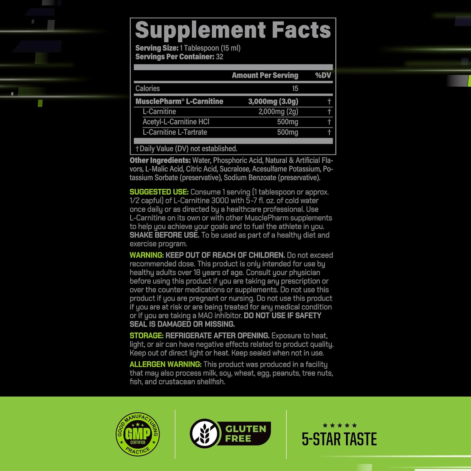 Muscle Pharm L-Carnitine 3000, The Ultimate Liquid L Carnitine Supplement for High-Performance, Supports Metabolism, Hydration & Energy, Zero Sugar, Low Calories, Sour Cherry Flavor, 32 Servings - Image 2