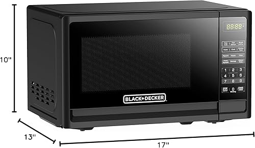 Miniatura 6 de BLACK+DECKER Encimera compacta 0.7 pies cúbicos Horno de microondas digital de 700 vatios, iluminación LED, cerradura para niños, acero inoxidable