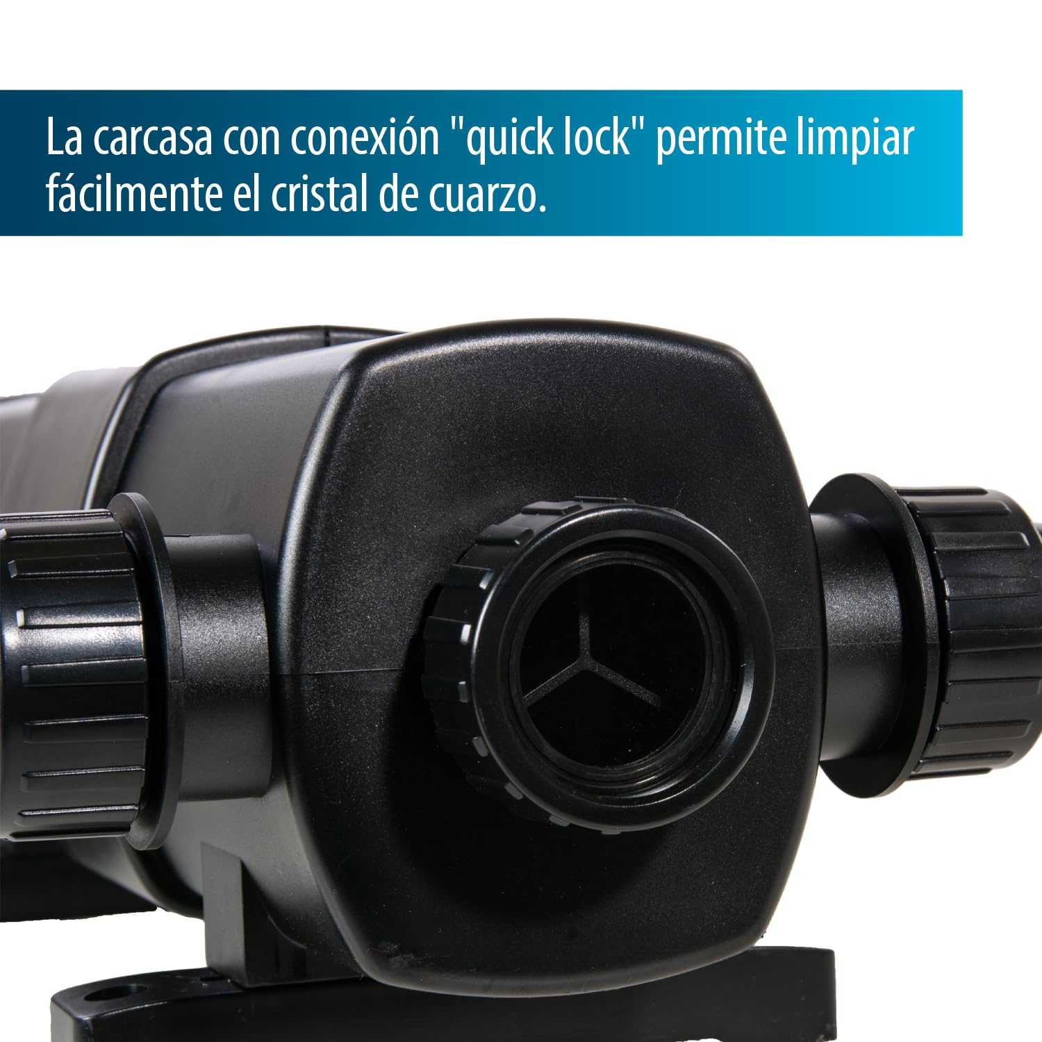 AquaForte GUV-224 UV-C, Estanque máx. 35 m³, caudal máximo 4,5 m³/Hora, 24 W, Carcasa con Conector de Bloqueo rápido, 3 boquillas de 20/25/32/40 mm y Vidrio de visión UV, Interior en Forma de Helix