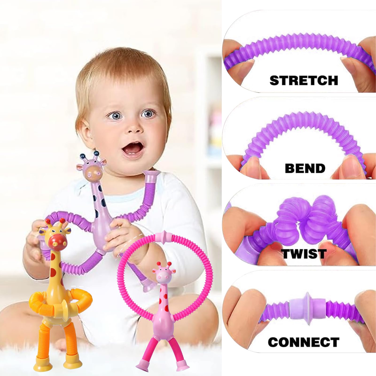 Jouet De Girafe à Ventouse Télescopique - Pop Sucker - Jouet En Corde