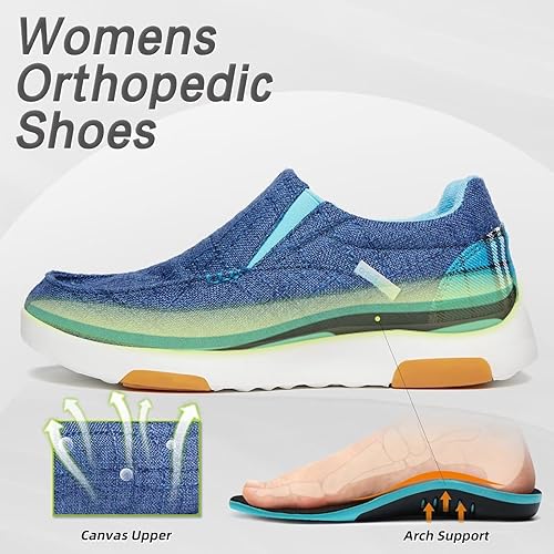 Miniatura 3 de OrthoComfoot - Zapatos ortopédicos para caminar para mujeres, mocasines cómodos para la fascitis plantar con soporte de arco, zapatos de conducción