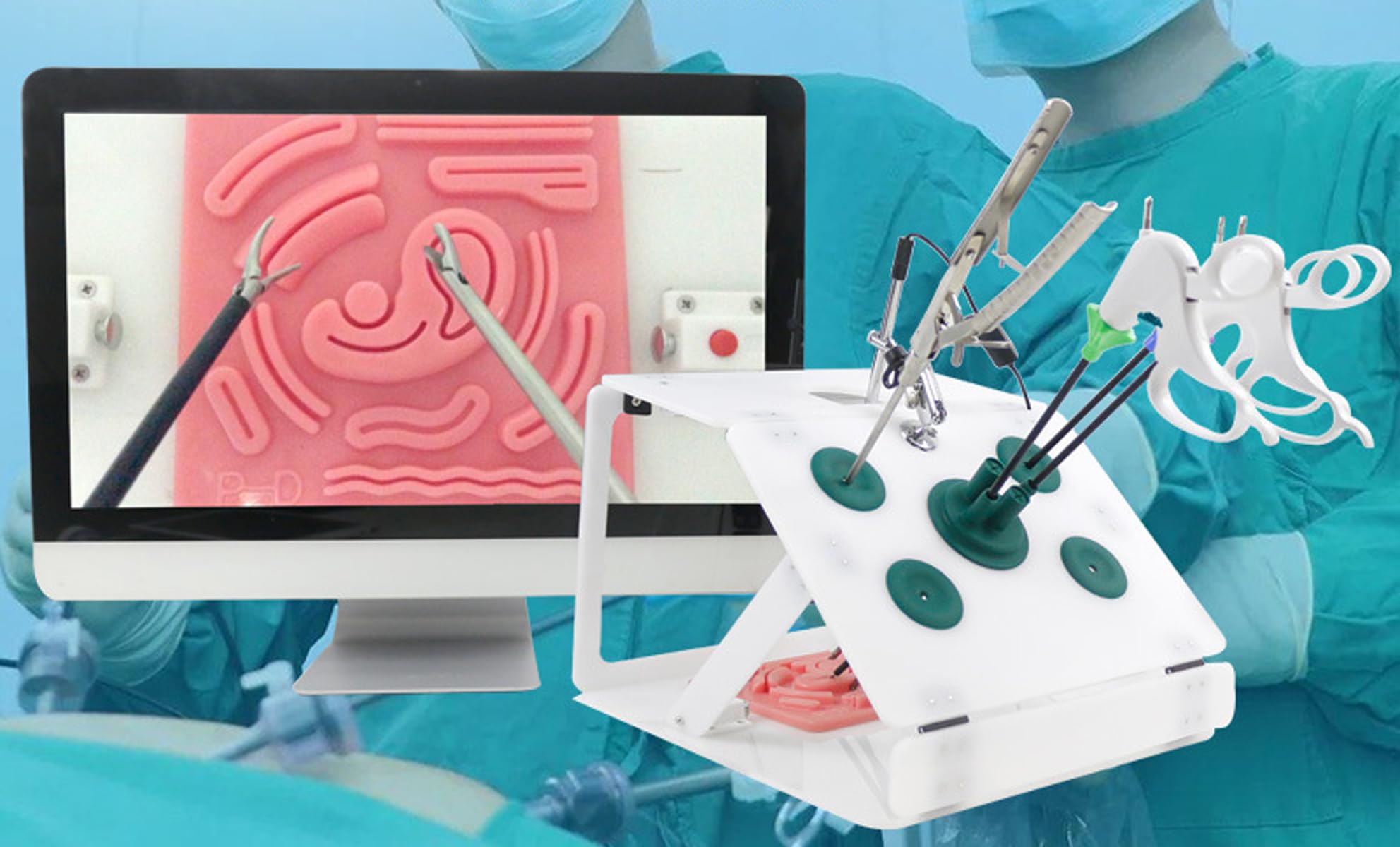 Laparoscopic Training Kit - Surgical Simulator with 4 Instruments, 5 Training Modules, HD Camera, Endoscope Box for Nursing Students