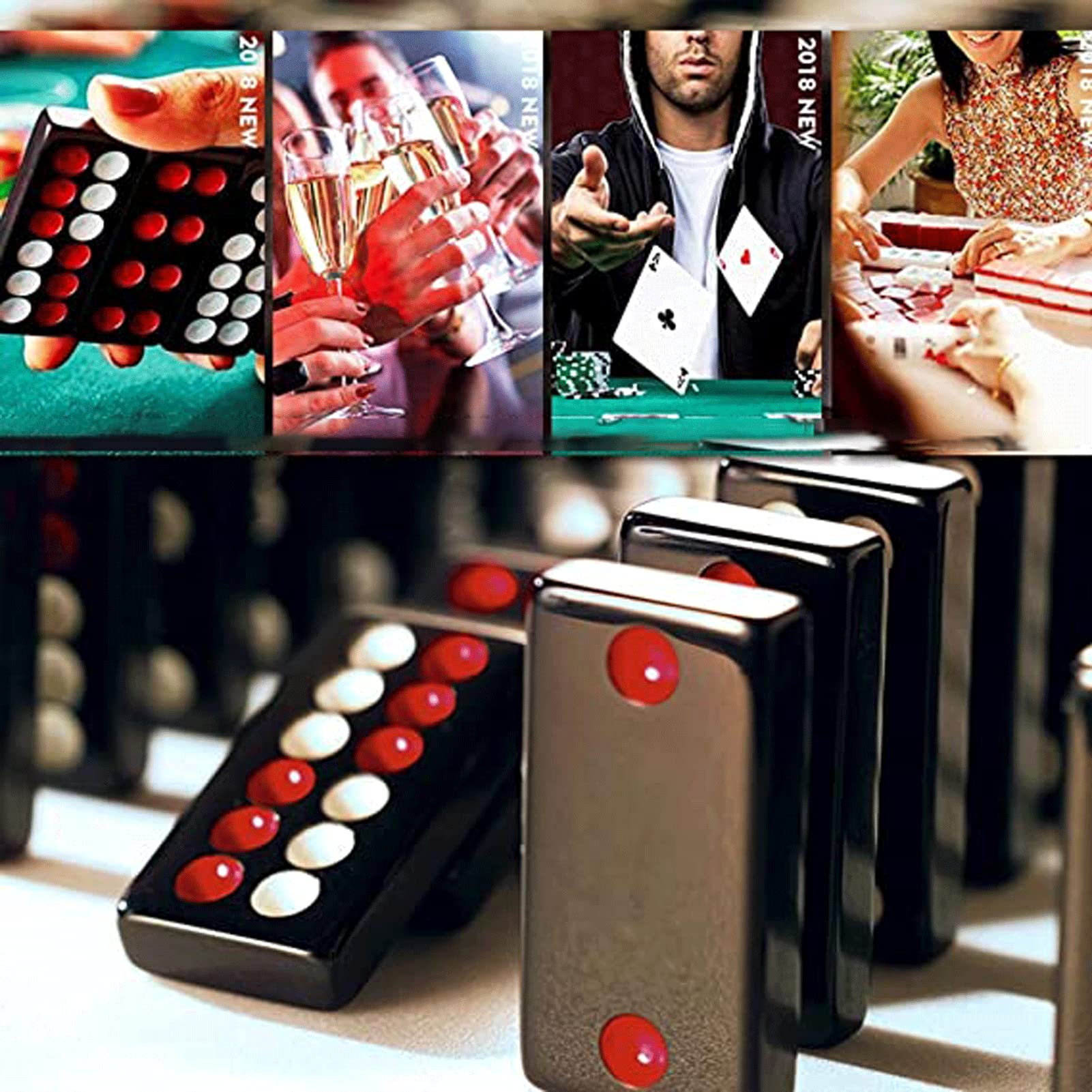FAXIOAWA Pai Gow-Fliesenset, Pai Gow-Poker-Fliesenset, große Pai Gow-Handreibkarten für Erwachsene im Haushalt, unterhaltsame Partyspiele (Größe: 16#)