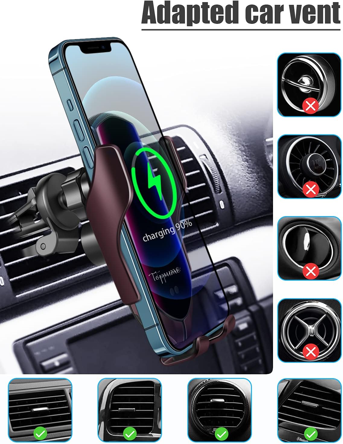 Rеvіеw Wireless Car Charger Mount,10W Qi Fast Charging Auto-Clamping Car Mount Air Vent Phone Holder Compatible with iPhone 13/13Pro/12/12Pro/SE/11/11Pro/11ProMax/XSMax/XS/XR,Samsung S10/S9/S8/Note10/Note9