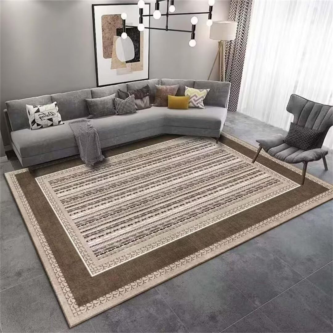 Tapis de salon de style simple antidérapant marron 160x230cm lavable