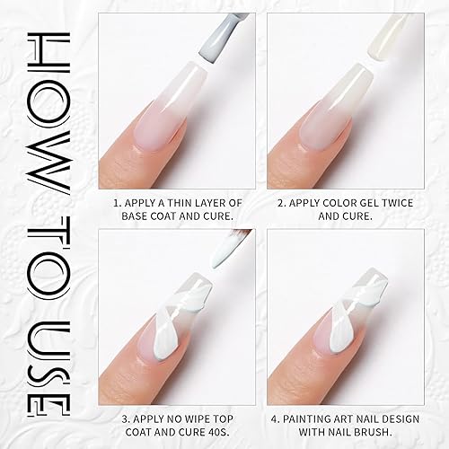 Miniatura 7 de Mirco Sculpture - Gel de uñas con polvo de uñas cromado, pintura blanca 3D, efecto espejo metálico, gel de moldeo creativo para manicura en casa,