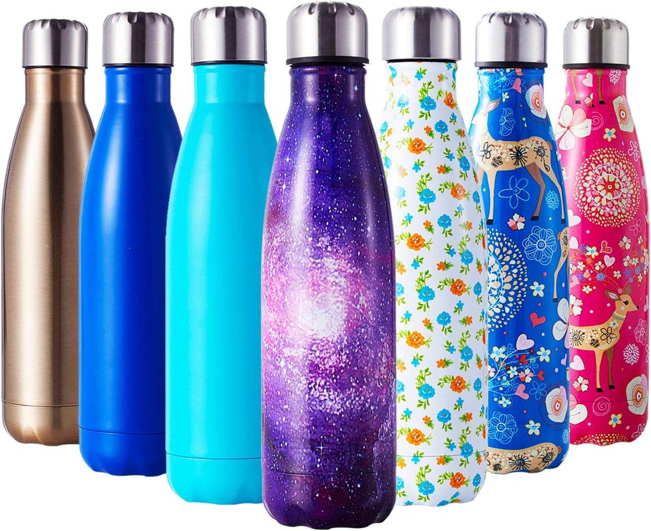 HGDGears Stainless Steel Water Bottle 17oz/500ml,Double Wall Vacuum Insulated Travel Bottle Leak Proof Sports Drinks Bottle with Brush