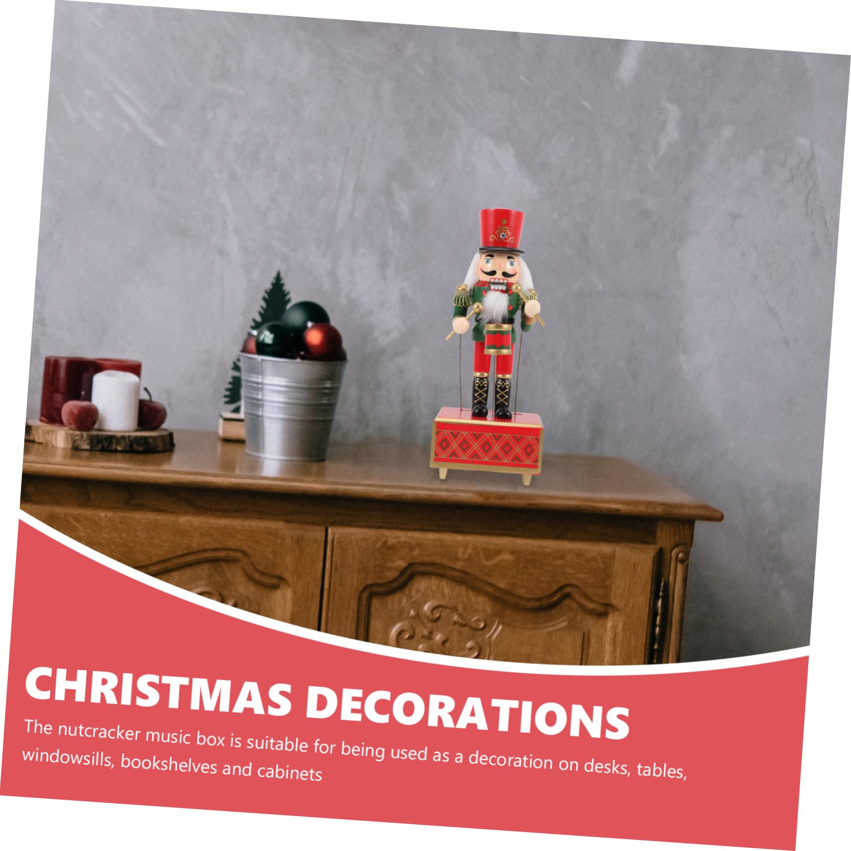 Ipetboom Carillon in Legno Schiaccianoci Natalizio Dipinto a Mano 32 Cm Musica, Decorazione Festiva per Casa, Ufficio e Scrivania, Bomboniera Regalo Natale