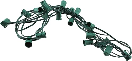 Miniatura 2 de Cadena de luz Pro-Series de 25 pies para interiores y exteriores, cadena de luz verde con 25 enchufes C9 (no incluye bombillas)