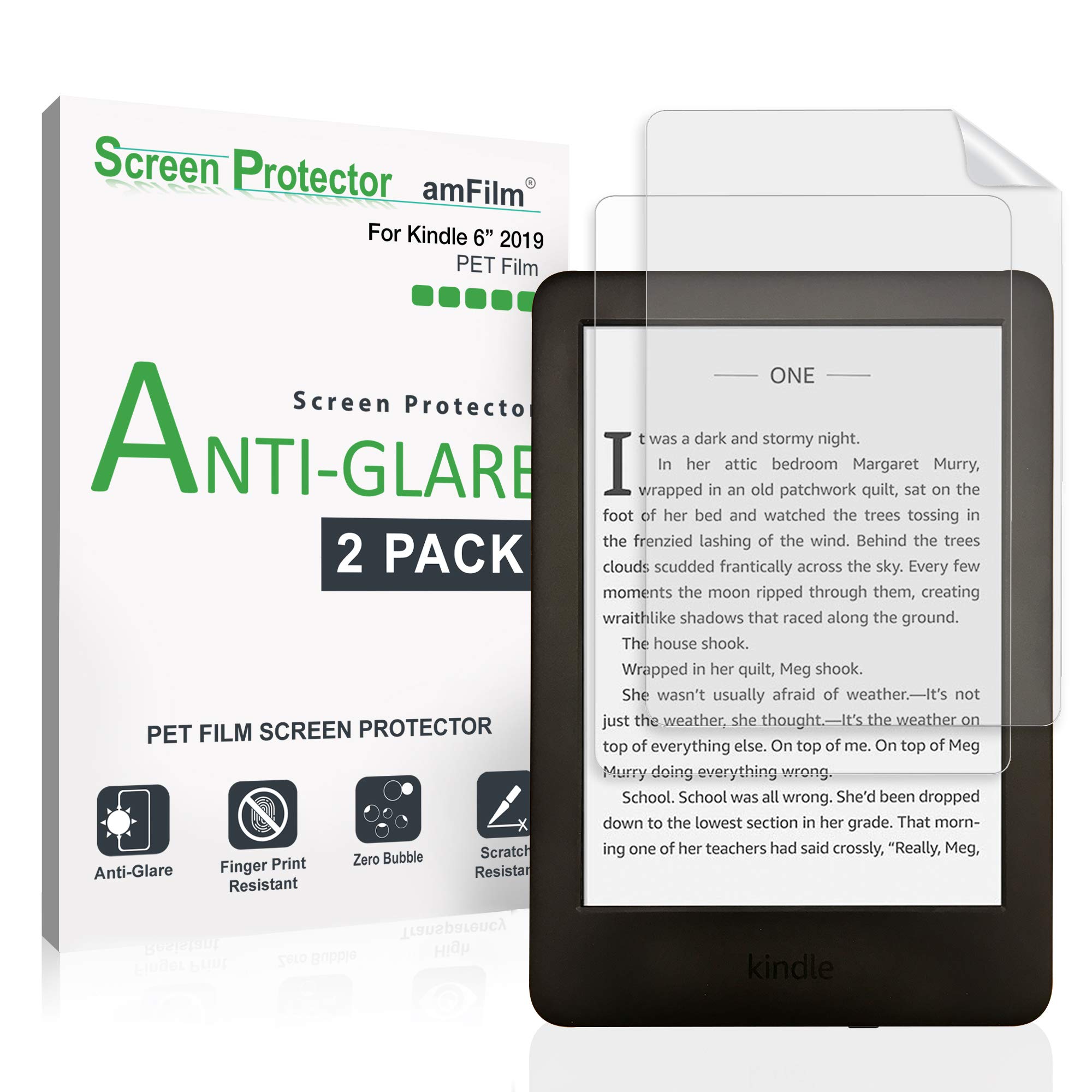 Kindle Screen Protector, amFilm® Kindle AntiGlare/AntiFingerprint