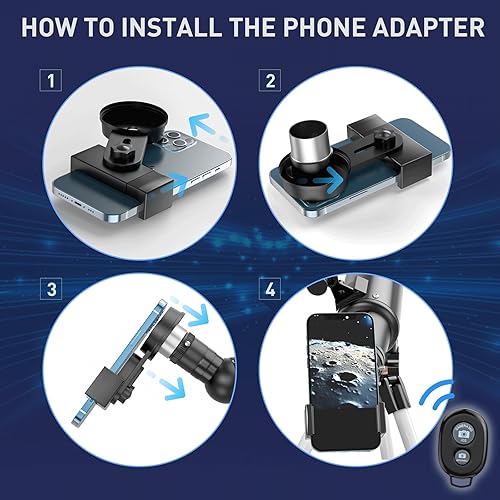 Miniatura 5 de Telescopio 2.756 in Apertura 15.748 in -Ampliación 24-180X, Telescopio Astronómico Portátil de Refracción Totalmente Multi-Recubrimientos de Alta