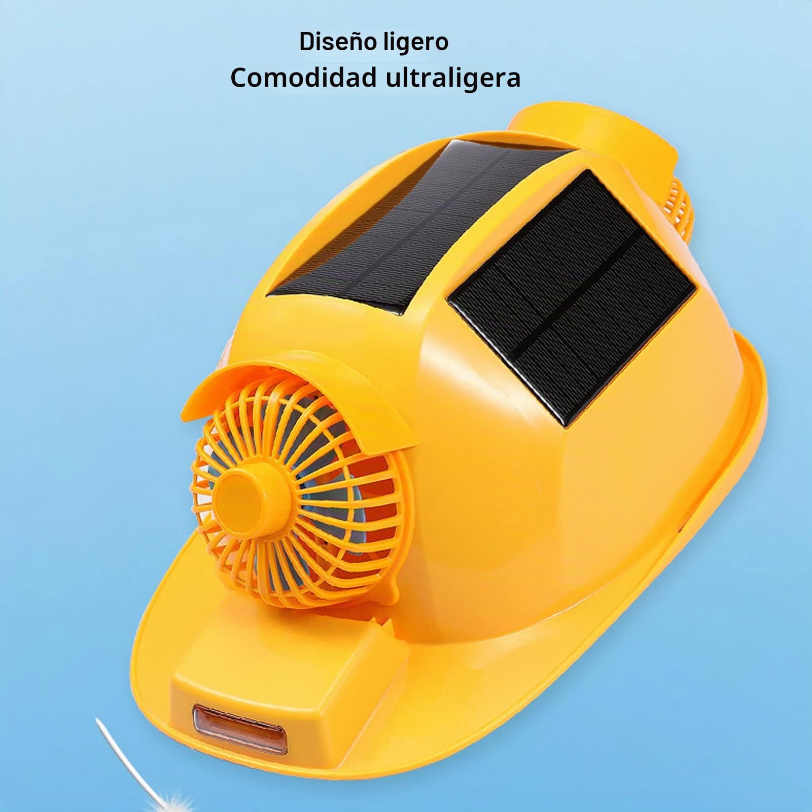 Casco con Ventilador Solar y Luz, Casco de Seguridad Transpirable y Ventilado Casco de Construcción Ajustable para Hombre para Construcción y Mejora del Hogar, Faro Impermeable