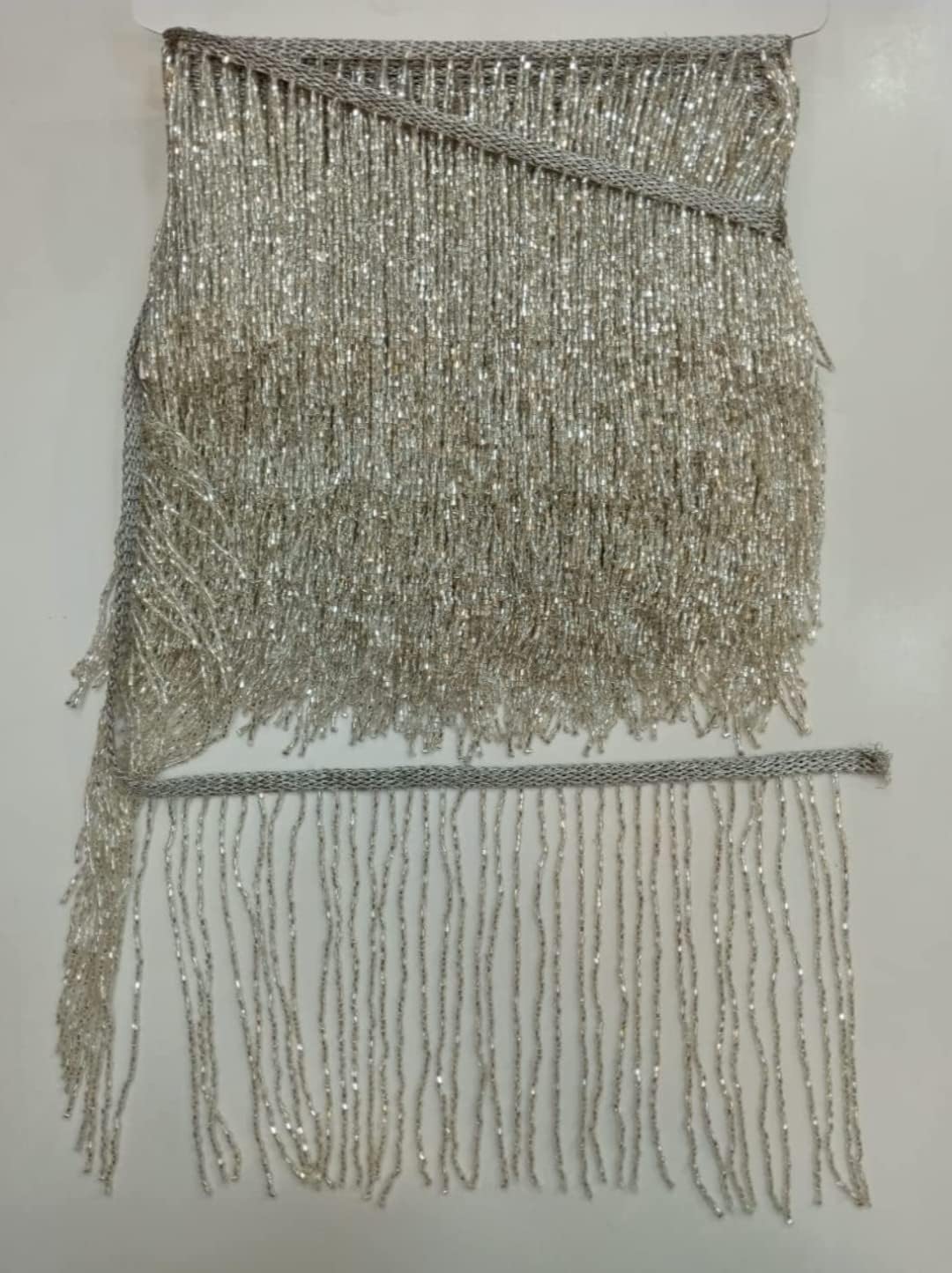 Anida lace Indian High Class Fashionable Gold Beaded Big Tassel Lace Trim for Designing Dresses and Used for Fabulous Embellishment Looks. 1mtr Packing Gold Colour (Silver)-picture-29
