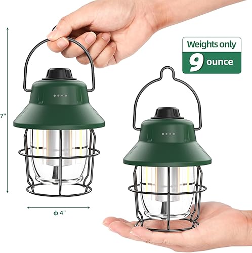 Miniatura 5 de JINIU Linterna LED recargable para campamento, mini linterna impermeable retro portátil, 1000 lm, 3 modos de luz (2700-6500 K) brillo de atenuación