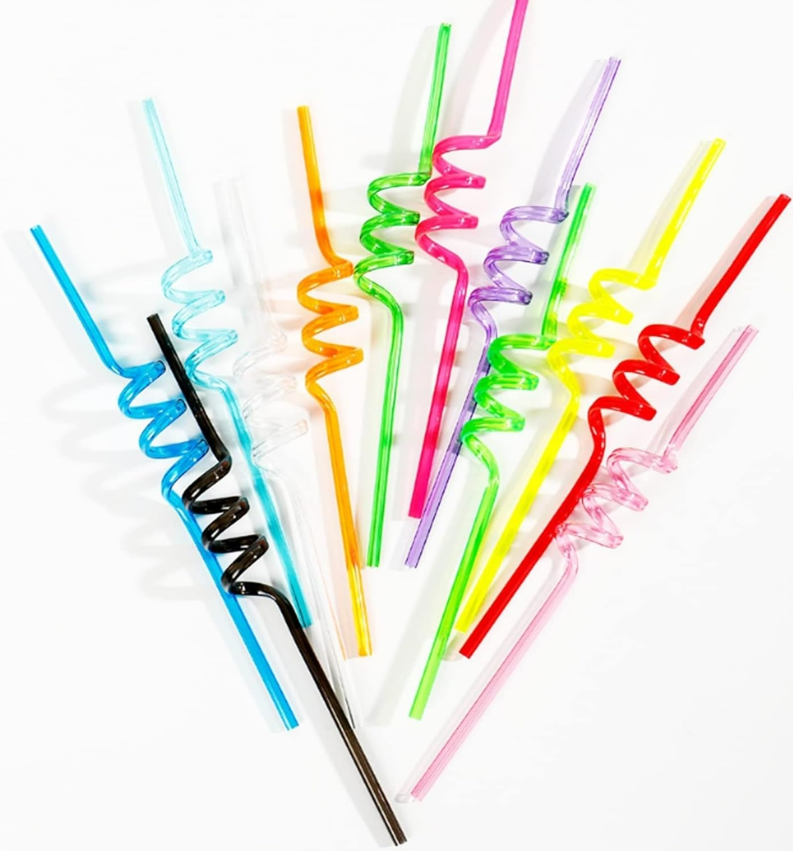10 cannucce ricce, stupide, cannucce in plastica riutilizzabili, novità cannucce ricce per feste di compleanno per bambini, cannucce per feste per casa, bar, bevande, negozi, matrimoni, compleanni