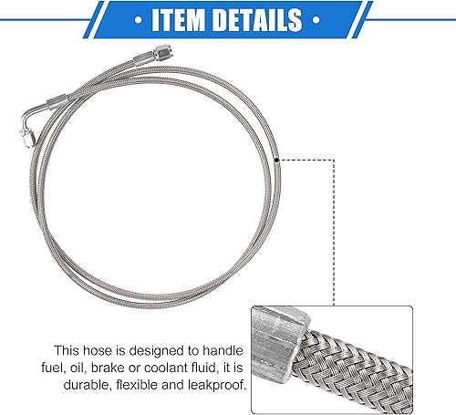 Vista 47 de AN3 - Línea de alimentación de aceite turbo de acero trenzado de 90 grados a extremo de manguera recto, turbocompresor remoto de 24 pulgadas, línea