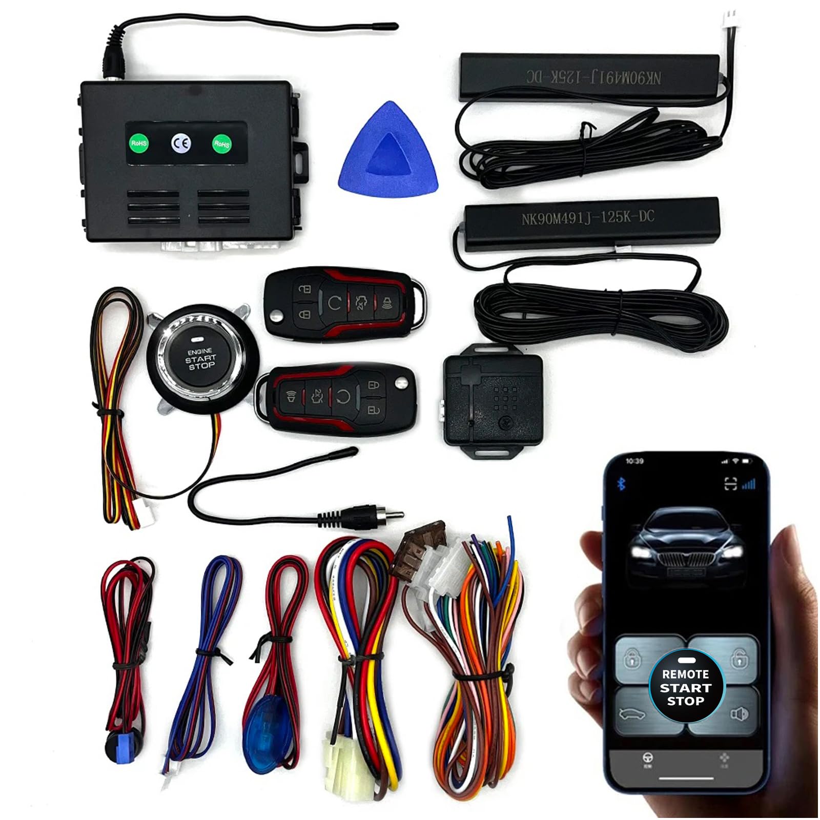 Keyless Start of car Central Door Lock System, Complete Set of Loading and Starting System Remote Start Start Stop Accessories