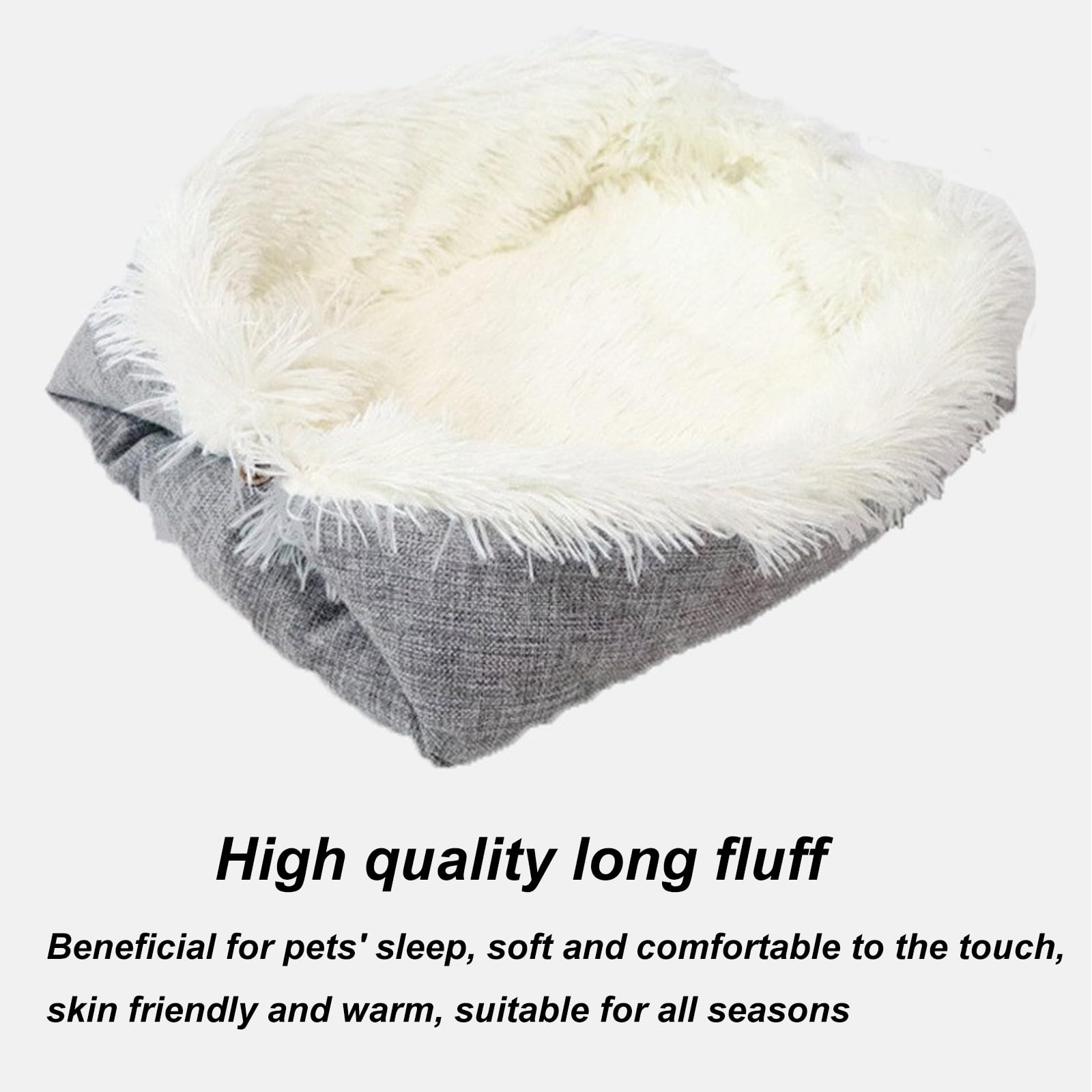 لينجي سرير قطط قابل للطي وقابل للتحويل للقطط، بطانية ناعمة مخملية وسرير للقطط الداخلية، عش للنوم وحصيرة 2 في 1، وسادة عش للحيوانات الاليفة دافئة ومريحة للقطط والجراء