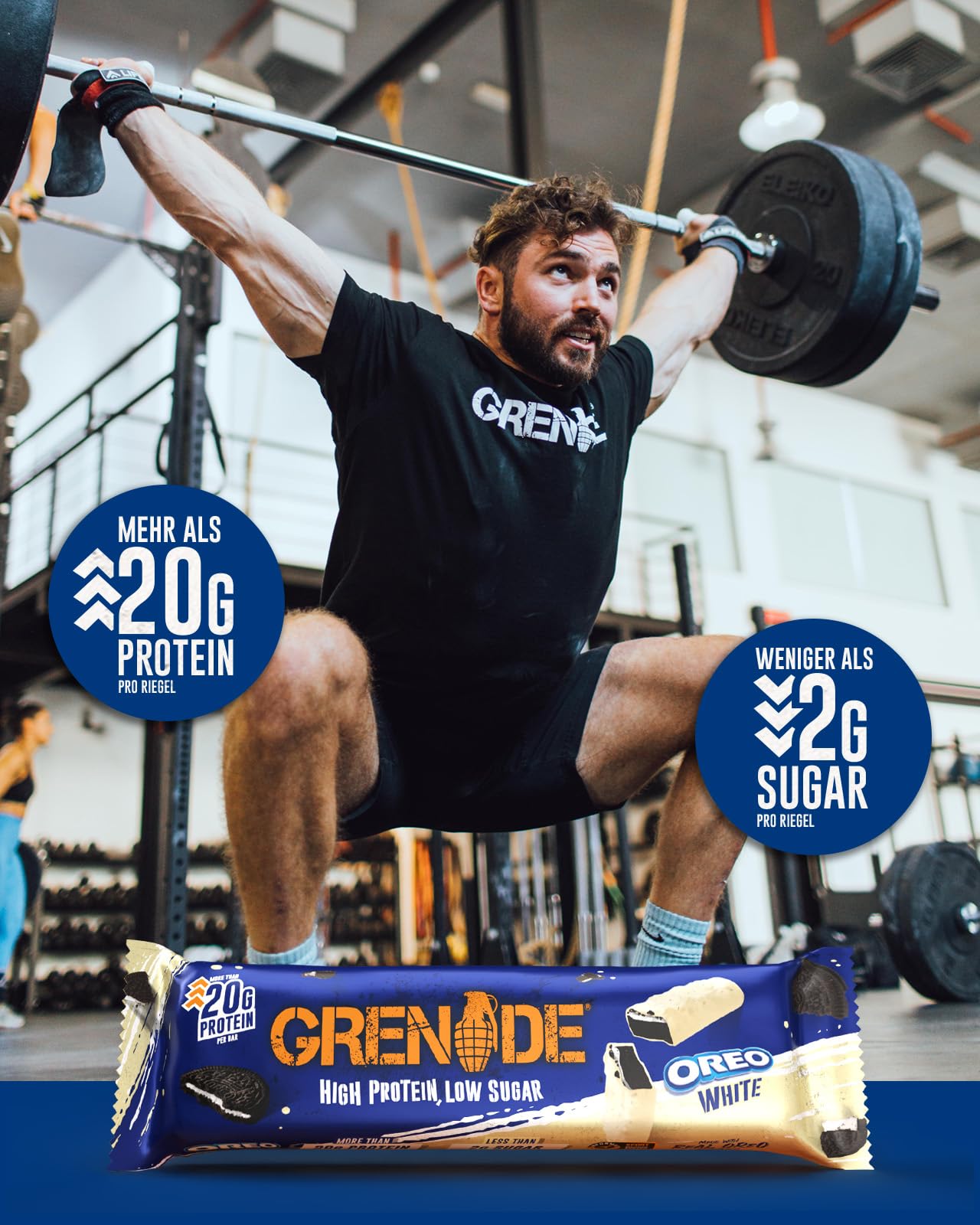 Grenade Proteinriegel, OREO White – Proteinreich & Zuckerarm, 12 x 60 g