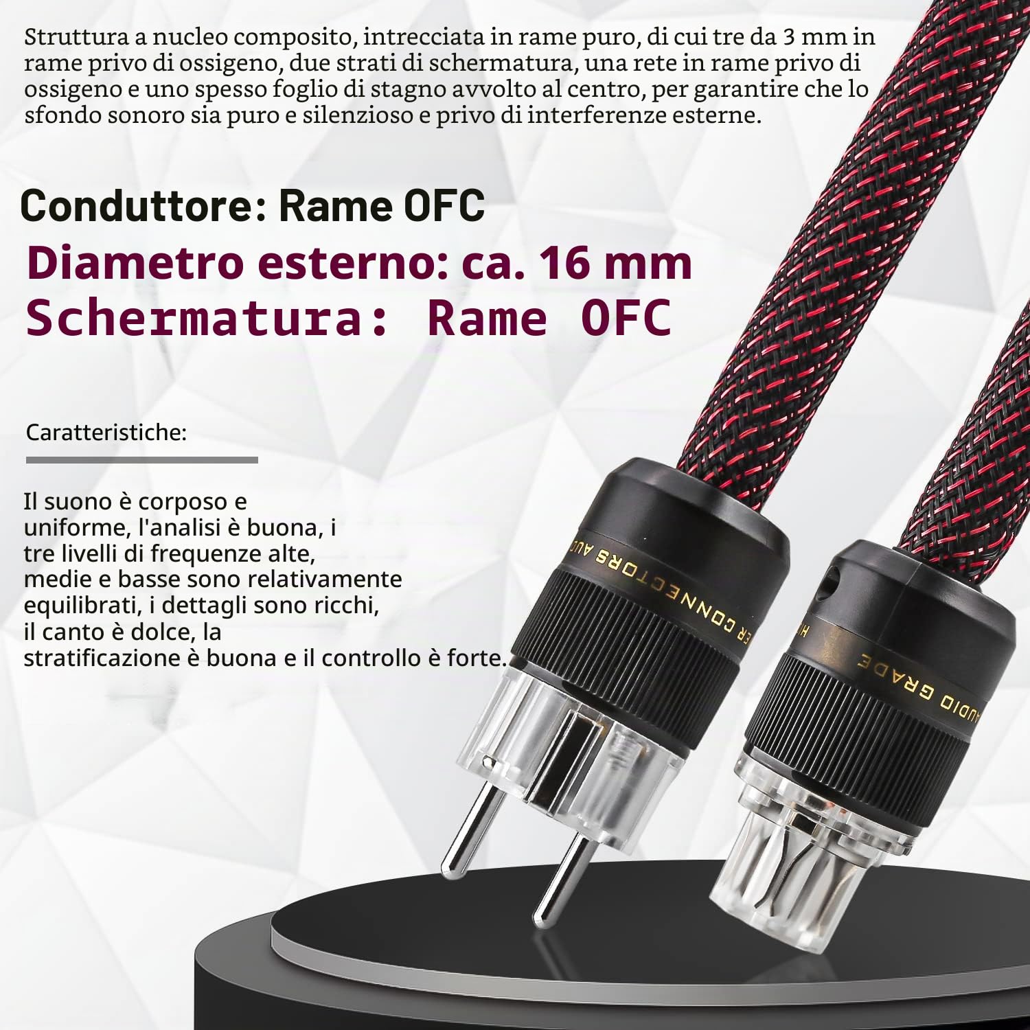 Tertullus Cavo di alimentazione HiFi High End C15, cavo di alimentazione HiFi audio per dispositivi freddi, con spina Schuko e spina per dispositivi freddi (PE, 1,5 m)