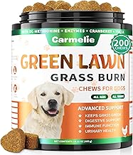 Grass Burn Spot Chews – 200 Chews Dog Pee Grass Spot by Dog Urine – Urine Neutraliser for Lawn – Supports Urinary & Digestive Health with DL-Methionine, Probiotics & Enzymes