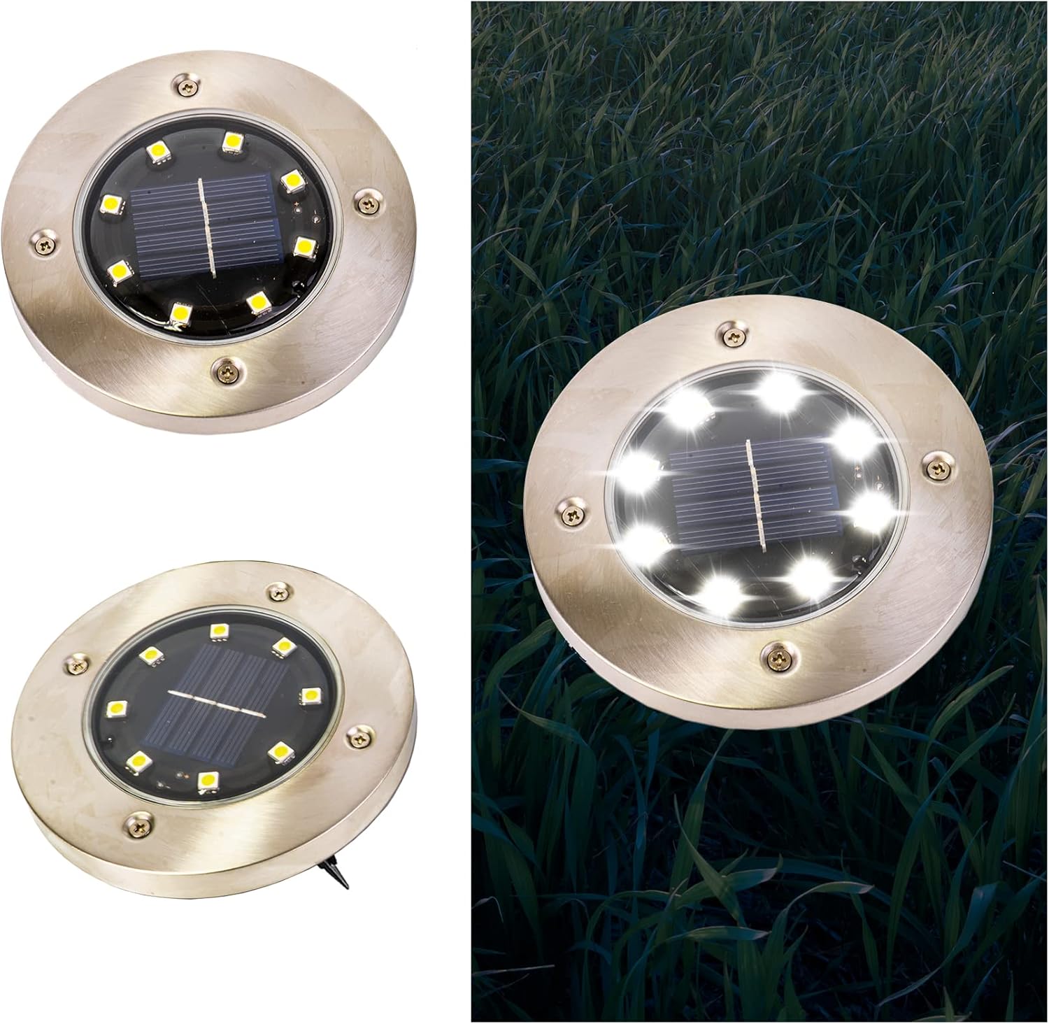Crosslight Solar Ground Lights Outdoor - Waterproof Landscape Decor Spotlights - Auto On/Off Powered for Garden, Yard, Patio, Lawn, Walkway, Driveway, Pathway, Backyard, Deck, Sidewalk | 6 Pack