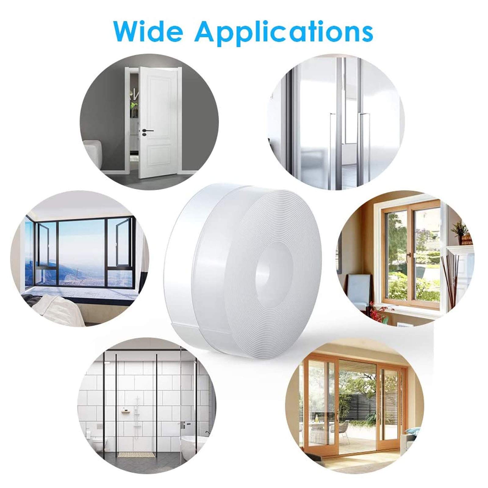 Tira de sellado Tira de sellado de puerta Sello de ventana Cinta excluyente de tiro Autoadhesiva Burlete de silicona transparente Cinta de tira de sellado inferior de puerta for puertas Ventana Polvo