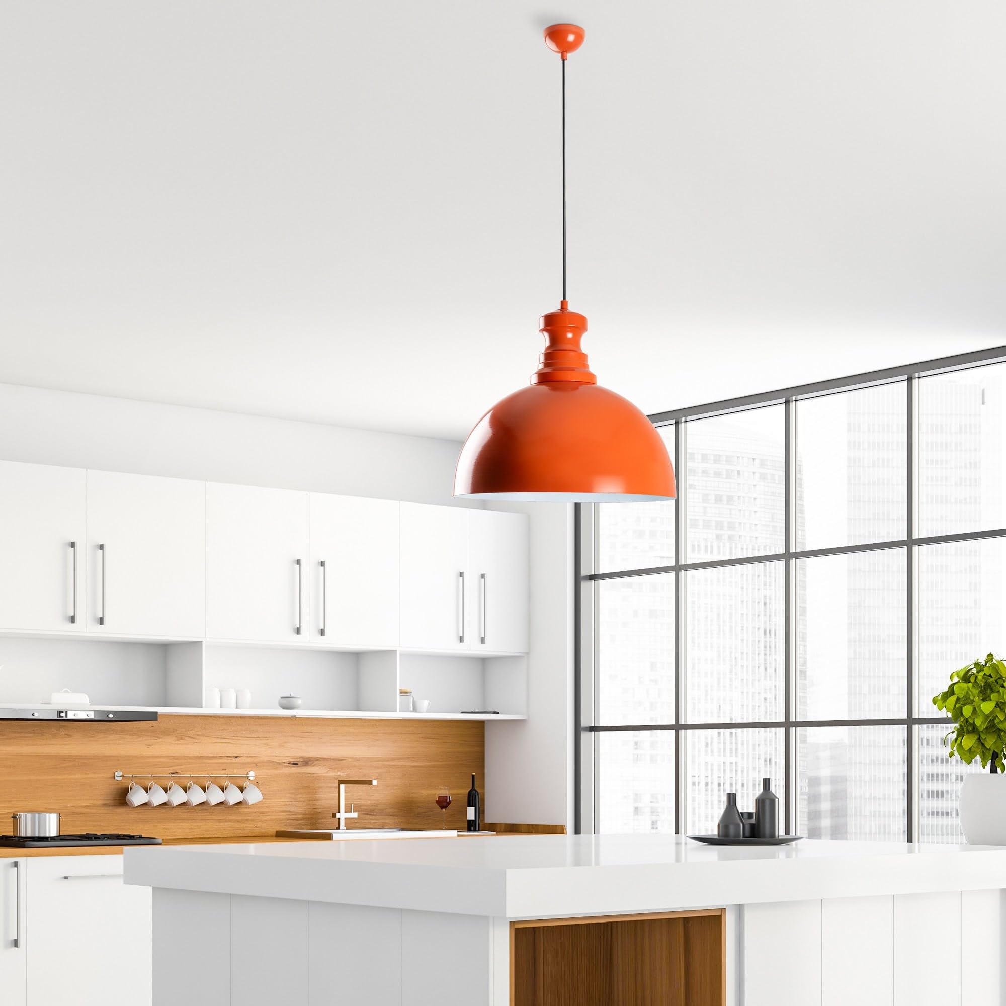 Lámpara de techo de metal E27 naranja ajustable para salón moderno Opviq